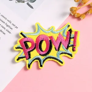 Creative comic POW embroidered patch DIY iron-on clothing accessory for jeans hats bags.