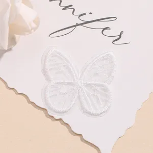 White organza butterfly patch embroidered applique for DIY clothing and hair accessories