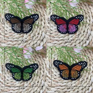 Schmetterling bestickter Aufnäher DIY Kleidung Zubehör Jacke Tasche Applikation 4Stk