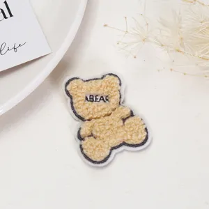 Fluffy teddy bear embroidered patch cute plush clothing accessory for jeans jacket decor