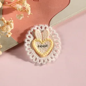 Korean cute cartoon lace embroidered patch heart bunny DIY apparel decoration accessory