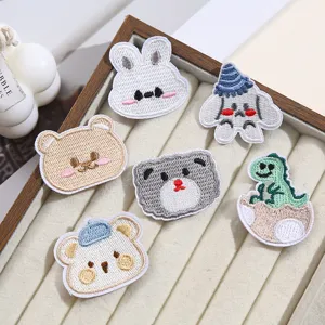 DIY Cute Cartoon Animal Puppy Bear Rabbit Dinosaur Embroidery Cloth Patches Clothing Accessories Repair Applique