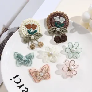 Lace Trim Embroidery Patch Cute Flower Butterfly Tulip Cherry Pearl DIY Handmade Clothing Garment Patch Applique