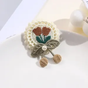 Lace embroidery patch cute tulip fabric applique DIY handmade decorative badge for clothing