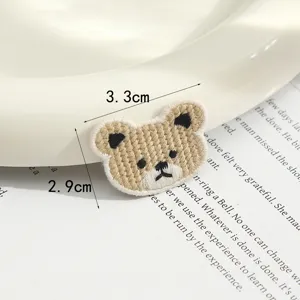 Cute brown bear embroidered patch cartoon animal badge DIY clothing accessories 1pc