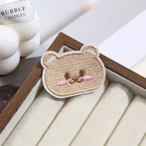 Cute brown bear embroidered patch DIY clothing accessory repair decorative badge applique.