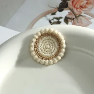Round embroidered lace patch for DIY clothing and journal decoration, self-adhesive design.