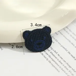 Dark blue bear embroidered patch cute DIY clothing accessory detail close up display view