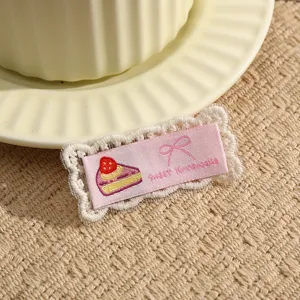 Pink lace embroidered patch cute strawberry cake clothing accessory DIY handmade decorative badge