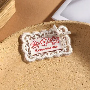 Korean cute lace fabric patch DIY clothing accessories embroidered floral badge applique.