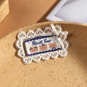 Korean cute cartoon bear lace patch DIY hair clip clothing accessory decorative patch