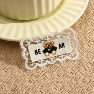 Embroidered cloth patch DIY lace bear badge decorative clothing accessory cute appliques