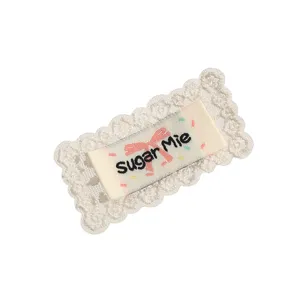Cute lace embroidered patch DIY clothing accessory with bow design for garment decor