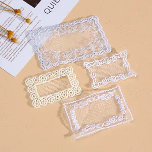 Witte Mesh Kant Patch Borduurwerk Handgemaakt Bloemen Kant Patroon Applique Voor Kleding Accessoires