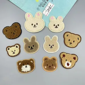 Cute Cartoon Bear Rabbit Plush Embroidery Patches DIY Clothing Jacket Decorative Applique
