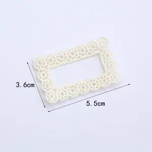 Witte kant patch geborduurde mesh stof diy kleding accessoires applicatie 5.5x3.6cm