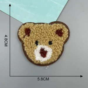 Cute teddy bear plush embroidery patch for DIY clothing accessories, soft and durable.