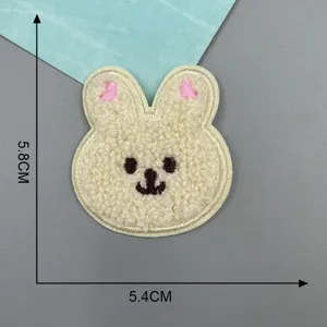 Cute cartoon bear rabbit plush embroidery patch DIY clothing accessory iron-on badge 5.8x5.4cm