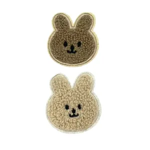 Cute cartoon bear rabbit plush embroidery patches for clothing jackets DIY decoration details.