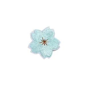 Blauwe kersenbloesem borduurwerk patch DIY textiel kleding accessoire opstrijkbare