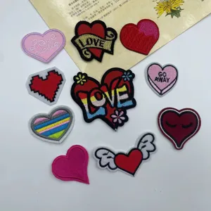 Assorted heart embroidered patches cute DIY clothing repair badges iron on appliques set