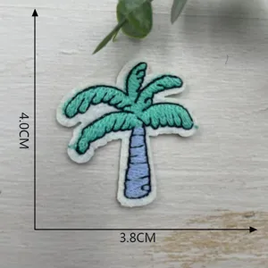 Embroidery palm tree patch DIY clothing decorative applique, high quality fabric craft patch.