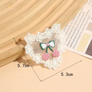 Kirsche Spitze bestickter Aufnäher DIY Haarschmuck süße Schleife dekorative Applikation.