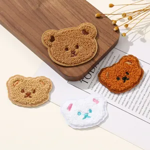 Cute cartoon bear embroidered patch DIY accessories for clothing bags fluffy sew-on badge
