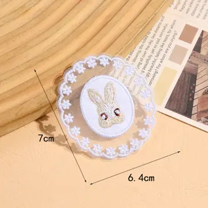 Spitzen bestickter Hasen Aufnäher DIY Haarschmuck dekorativer Flicken Bastelbedarf