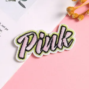 Creative embroidered Pink patch iron on clothing DIY accessory apparel badge decoration.