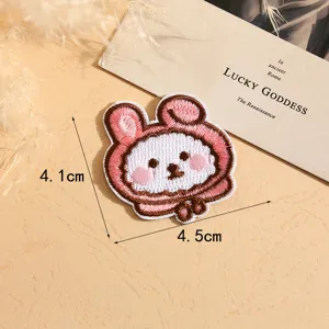Cute Korean cartoon rabbit embroidered patch DIY clothing accessory iron on patch for kids clothes 1pc