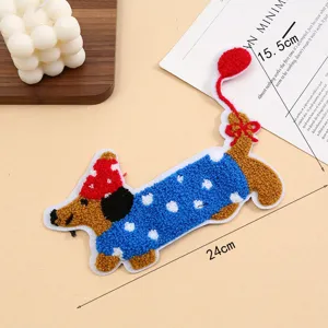 Cute cartoon dachshund towel embroidery patch, DIY clothing accessories and hat decoration badge.