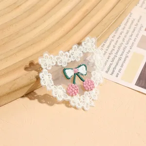 Spitze Kirsche Stickerei Herz Aufnäher DIY Haarschmuck dekorative Patch Zubehör