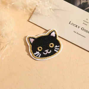 Cute black cat embroidery patch for clothes DIY decorative iron on badge clothing accessory