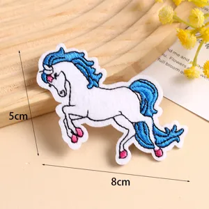 Unicorn embroidered patch DIY clothing accessory, cute animal decorative badge, 5x8cm size.