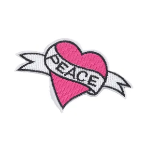 Écusson brodé cœur rose paix badge vêtements DIY accessoire fait main tissu appliqué