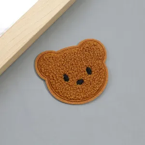 Cute brown bear plush embroidery patch for DIY clothing, shoes and hats decoration, soft fabric.
