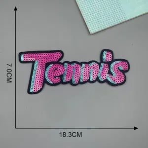 Pailletten Tennis Buchstabe gestickter Aufnäher für Kleidung Reparatur DIY Accessoire.