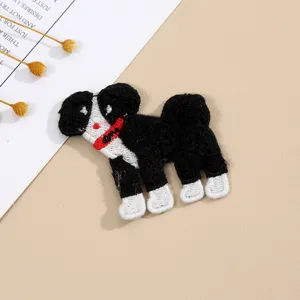 Cute cartoon dog towel embroidery patch for DIY clothing accessories and garment decoration details.