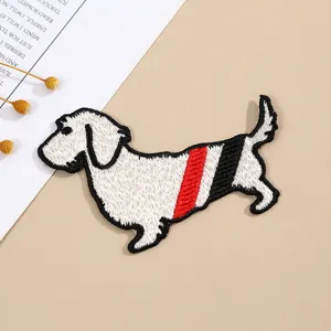 Cute cartoon dog embroidered patch DIY clothing accessory, detailed towel embroidery iron-on.