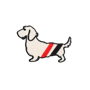 Cute embroidered dog patch for DIY clothing repair, cartoon puppy fabric badge accessory.
