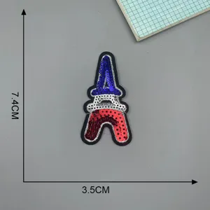 Eiffel Tower sequin patch for clothing, colorful embroidery badge DIY accessory.