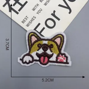Schattige Corgi hond borduurwerk patch cartoon dier kleding strijkijzer op badge