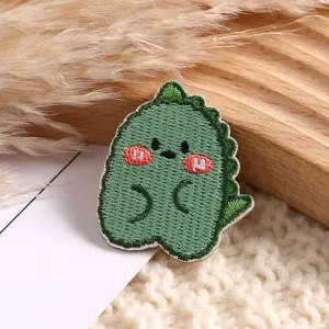Cute green dinosaur embroidered patch DIY clothing accessory iron on badge craft appliques