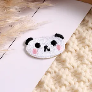 Cute cartoon panda embroidered patch for DIY clothing decoration and apparel accessories.