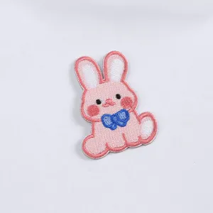 Cute pink rabbit embroidered patch cartoon animal clothing accessories DIY clothing badge