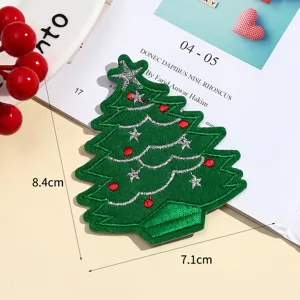 Christmas tree embroidered patch DIY festive garment accessory decorative applique badge