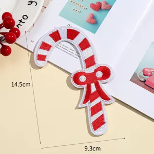 Christmas candy cane embroidered patch DIY festive clothing decoration badge for sweater and craft