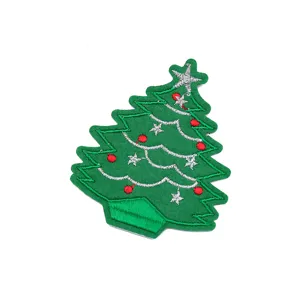 Christmas tree embroidered patch DIY clothing accessory festive decoration iron on badge close up detail