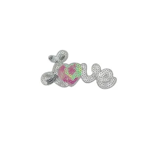 Toppa ricamata cuore amore con paillettes patch per vestiti giacca borsa decorazione fai da te